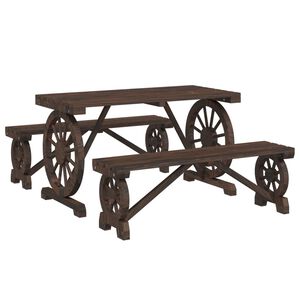 vidaXL 3-tlg. Garten-Essgruppe Massivholz Tanne