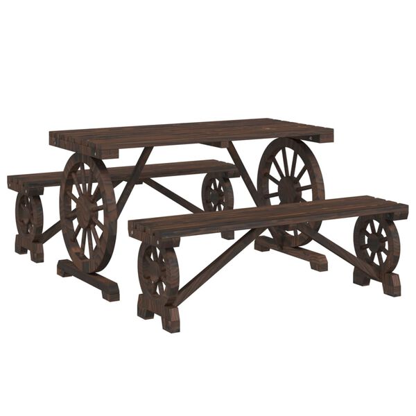 vidaXL 3-tlg. Garten-Essgruppe Massivholz Tanne