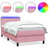 vidaXL Boxspringbett mit Matratze & LED Rosa 120x220 cm Samt