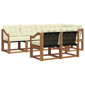 vidaXL Outdoor-Sofagarnitur mit Kissen 7 pcs Natur und Creme