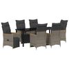 vidaXL Garten Essgruppe mit Kissen 7 pcs Grau Poly-Rattan
