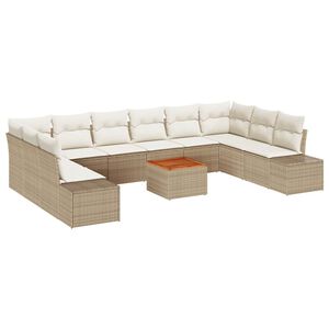 vidaXL Gartensofa-set mit Kissen 11 pcs Beige Poly-Rattan