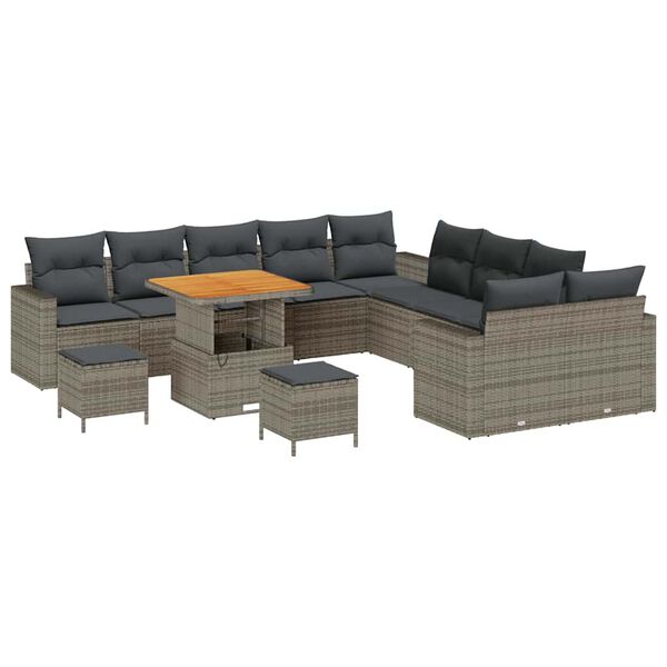 vidaXL Gartensofa-set 13 pcs Grau Poly-Rattan