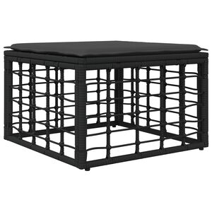 vidaXL Garten-Fu&szlig;hocker Schwarz Poly-Rattan