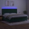 vidaXL Boxspringbett mit Matratze & LED Dunkelgr&uuml;n 200x200 cm Samt