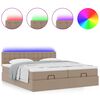 vidaXL Ottoman-Bett mit Matratzen LEDs Cappuccino 160x200cm Kunstleder