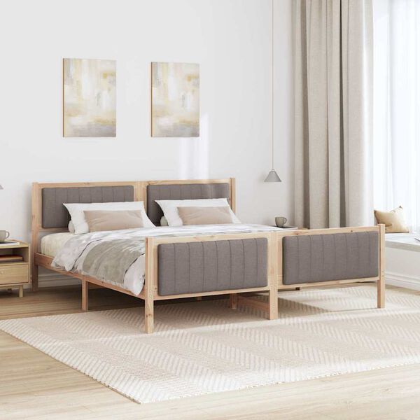 vidaXL Bettgestell Braun und Taupe 180 x 200 cm Massivholz Kiefer