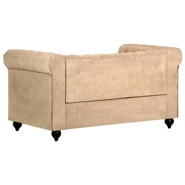 vidaXL Chesterfield-Sofa 2-Sitzer Braun Echtleder