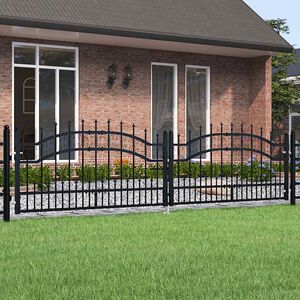 vidaXL Gartentor KAMPEN mit Speerspitze Schwarz 302 x 78 cm Stahl