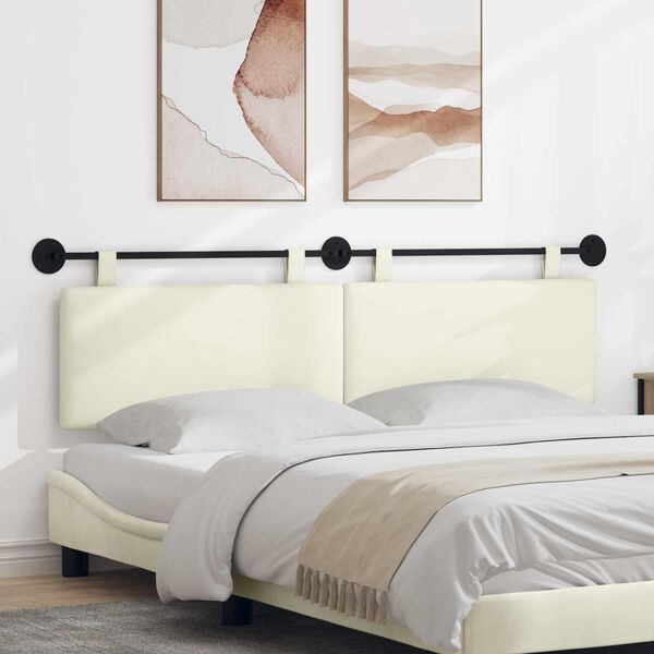 vidaXL H&auml;ngevorderseite Wandmontiert Creme 190 x 55 x 5 cm Cordstoff