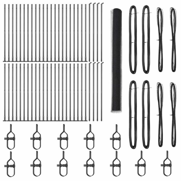 vidaXL Zaunpfosten Grau 100 x 1,5 m (25 mm Maschenweite) Stahl und PVC