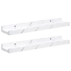 vidaXL Wandregal 2 stk. Wei&szlig; Marmor 40 x 9 x 3 cm Holzwerkstoff