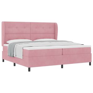 vidaXL Boxspringbett mit Matratze Rosa 200 x 200 cm Polyester