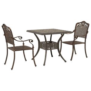 vidaXL Gartentisch Set 3 pcs Bronze Gussaluminium