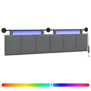 vidaXL H&auml;ngendes Kopfteil Mit LED Licht Dunkelgrau Stoff