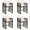 vidaXL Gartenst&uuml;hle mit Kissen 4 Stk. Braun Poly Rattan