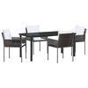 vidaXL Garten Essgruppe 5 stk. Braun und Schwarz PE-Rattan