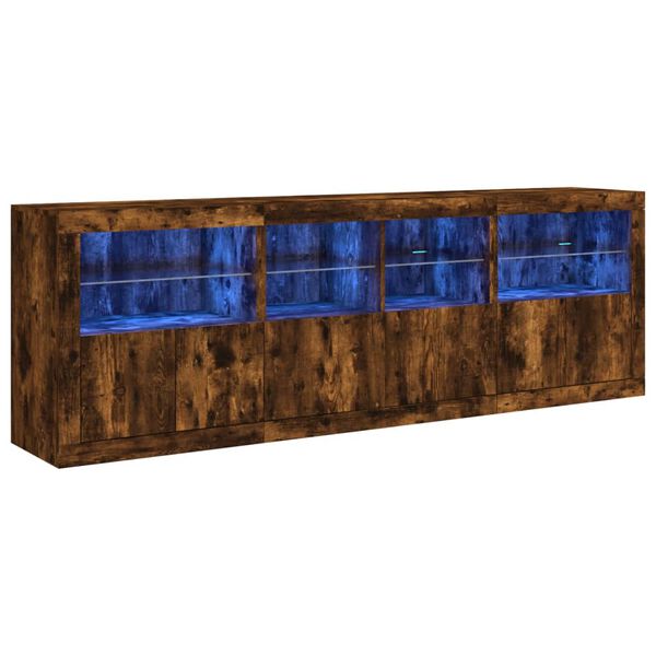 vidaXL Sideboard mit LED-Leuchten Räuchereiche 202x37x67 cm