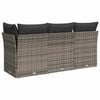 vidaXL Gartensofa mit Kissen 3-Sitzer Grau Poly Rattan