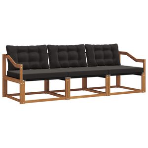 vidaXL Outdoor-Sofagarnitur 3 stk. 3-Sitzer Natur und Schwarz