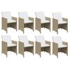 vidaXL 9-tlg. Garten-Essgruppe mit Kissen Poly Rattan Beige