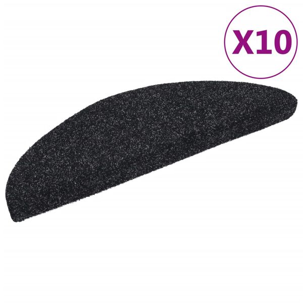 vidaXL Stufenmatten Selbstklebend 10 Stk. 56x17x3 cm Schwarz Halbrund