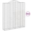 vidaXL Gabionen mit Hochbogen 15Stk. 200x50x220/240cm Verzinktes Eisen