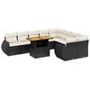 vidaXL 10-tlg. Garten-Sofagarnitur mit Kissen Schwarz Poly Rattan
