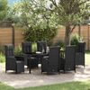 vidaXL Garten Essgruppe mit Kissen 7 pcs Schwarz Poly-Rattan