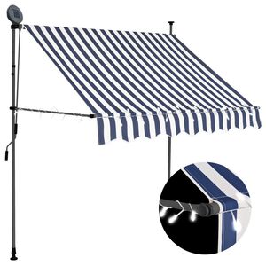 vidaXL Einziehbare Markise Handbetrieben mit LED 200 cm Blau und Wei&szlig;