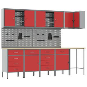 vidaXL Arbeitsschrankset mit Schubladen 12 Stk. Schwarz und Grau