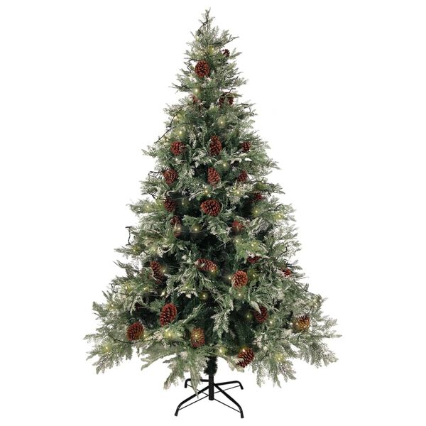 vidaXL Weihnachtsbaum mit Beleuchtung und Kiefernzapfen 120 cm PVC&PE