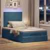 vidaXL Ottoman-Bett mit Matratzen & LEDs Dunkelblau 120x200 cm Samt