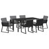 vidaXL Garten Essgruppe 7 pcs Schwarz Pulverbeschichteter Stahl