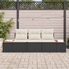 vidaXL Garten-Sofa-Set mit Kissen 3 pcs Schwarz und Creme Poly Rattan