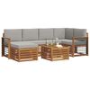 vidaXL Ecksofa Set 7 pcs Nat&uuml;rlich und Hellgrau Massivholz Akazie