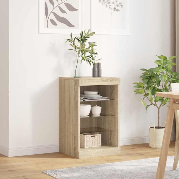 vidaXL Sideboard mit LED-Leuchten Sonoma-Eiche 41x37x67 cm