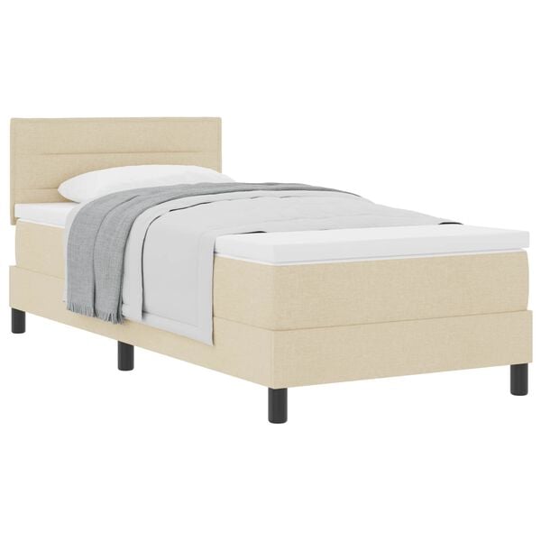 vidaXL Boxspringbett mit Matratze mit Kopfteil Creme 80 x 200 cm Stoff