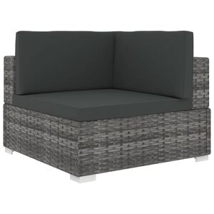 vidaXL Modular-Sofa-Eckteil 1 Stk. + Auflagen Poly Rattan Grau