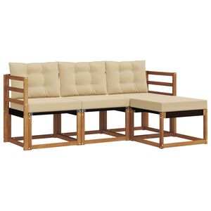 vidaXL Outdoor-Sofagarnitur 4 stk. 4-Sitzer Natur und Beige