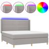 vidaXL Boxspringbett mit Matratze & LED Hellgrau 160x200 cm Stoff