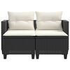 vidaXL Gartensofa 2-Sitzer mit Hockern Schwarz Poly Rattan