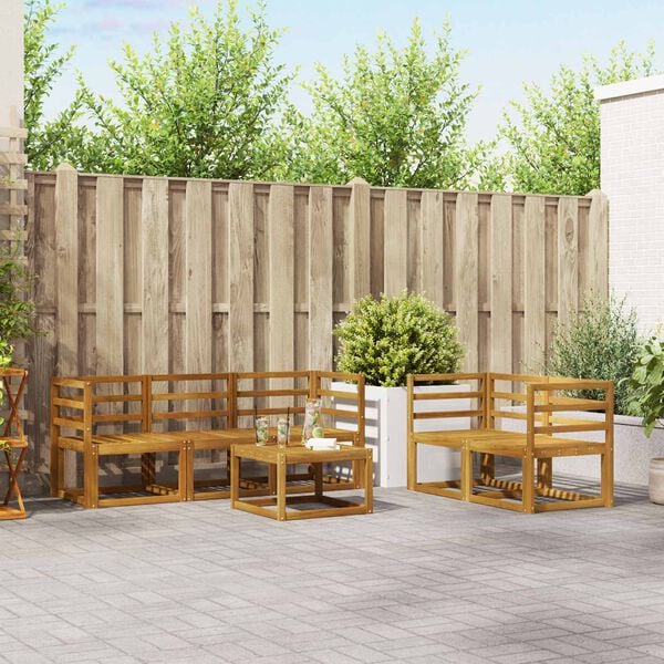 vidaXL Outdoor-Sofagarnitur mit Kissen 6 pcs Natur und Creme