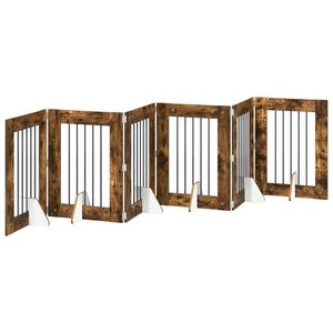 vidaXL Klappbares Hundetor mit St&auml;ndern 6 pcs Ger&auml;ucherte Eiche 362 cm