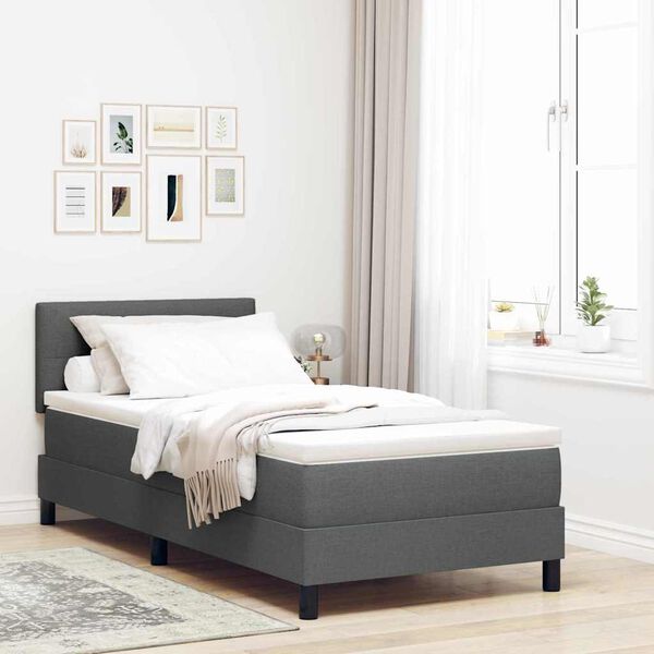 vidaXL Boxspringbett mit Matratze Dunkelgrau 80 x 200 cm Stoff