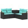 vidaXL Sofa Set 5 stk. Schwarz und Blau Polyrattan und Stahl