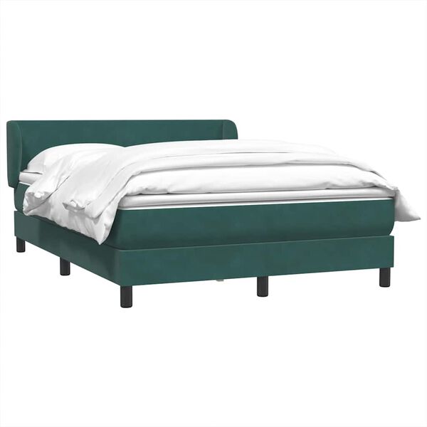 vidaXL Boxspringbett mit Matratze Dunkelgr&uuml;n 140x220 cm Samt