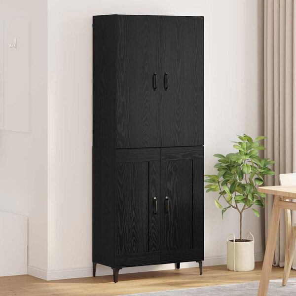 vidaXL Highboard Schwarz Eichen-Optik 69,5 x 34 x 180 cm Holzwerkstoff
