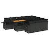 vidaXL 11-tlg. Garten-Sofagarnitur mit Kissen Schwarz Poly Rattan