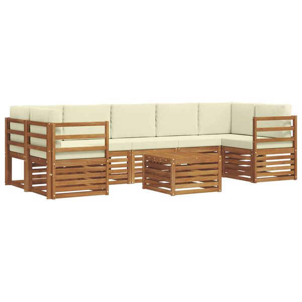 vidaXL Sofagarnituren 8 pcs Natur und Creme Massivholz Akazie